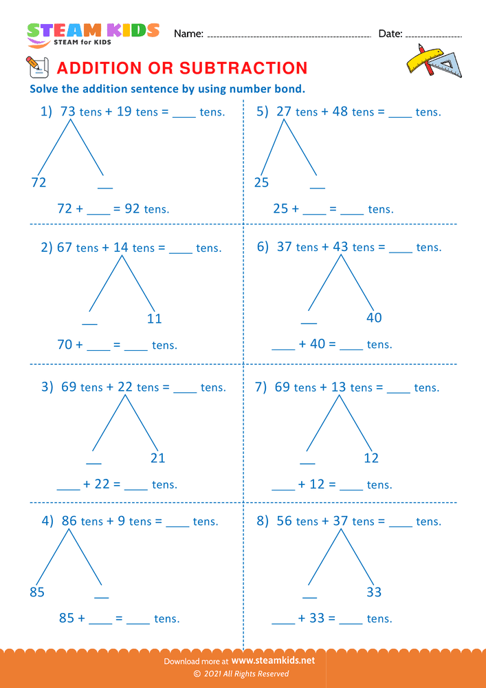 Free Math Worksheet - Addition or subtraction - Worksheet 142