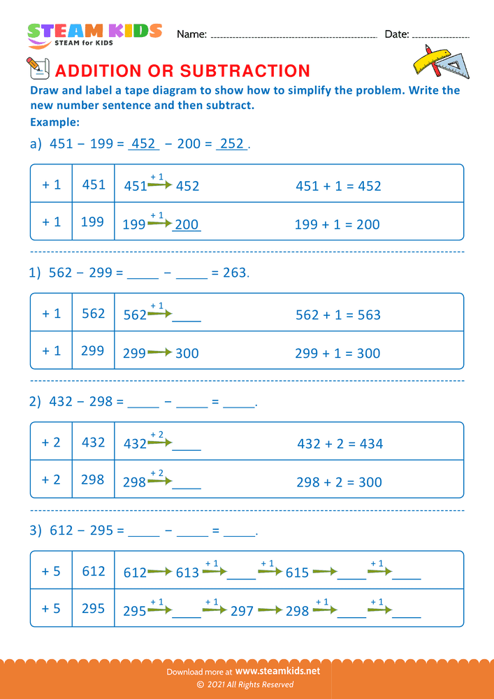 Free Math Worksheet - Addition or subtraction - Worksheet 146