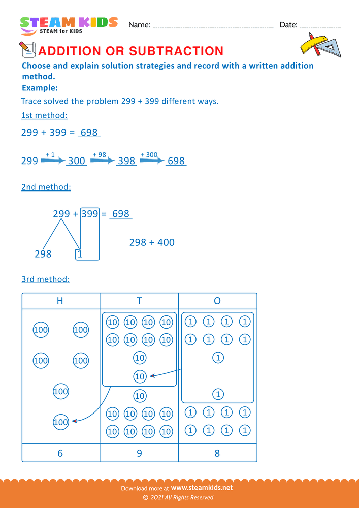 Free Math Worksheet - Addition or subtraction - Worksheet 163