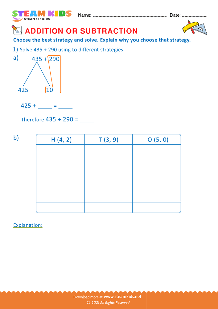 Free Math Worksheet - Addition or subtraction - Worksheet 170