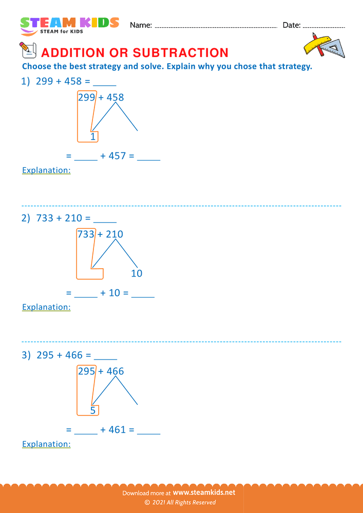 Free Math Worksheet - Addition or subtraction - Worksheet 171