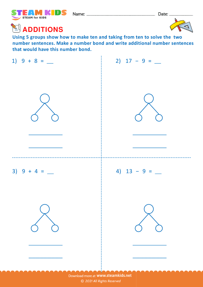 Free Math Worksheet - Take from ten - Worksheet 2