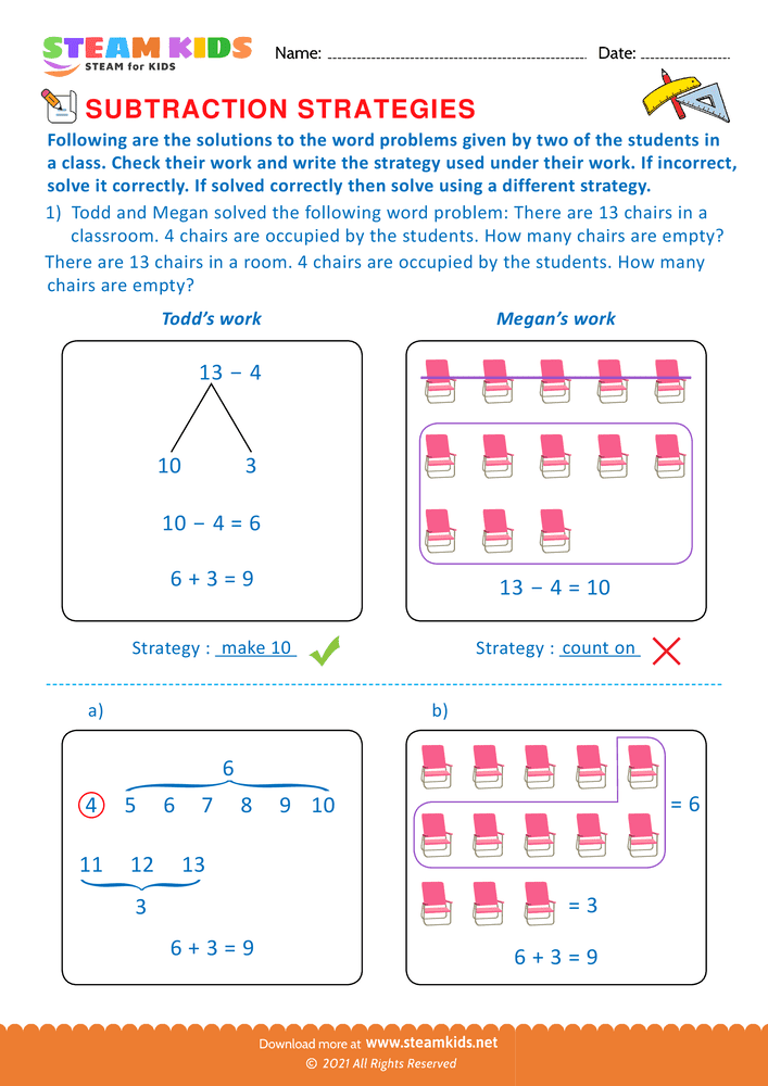 Free Math Worksheet - Addition and subtraction - Worksheet 1