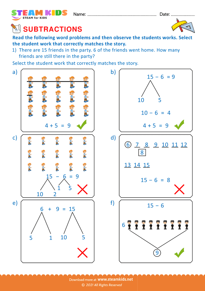 Free Math Worksheet - Fundamebtal operations - Worksheet 1