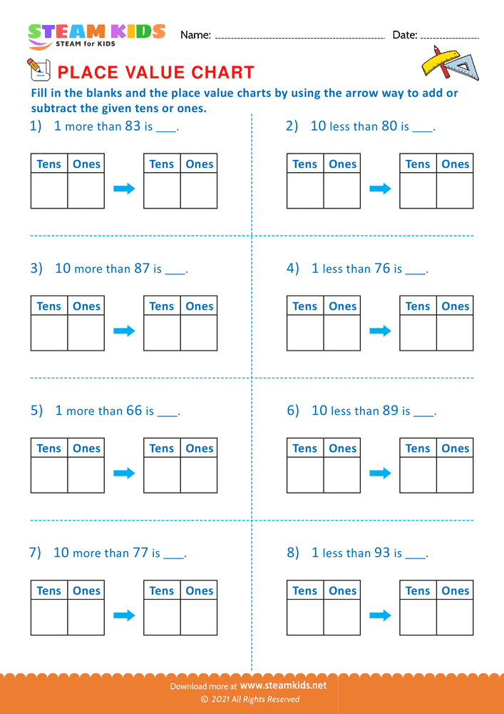 Free Math Worksheet - Correct usage of numbers - Worksheet 7