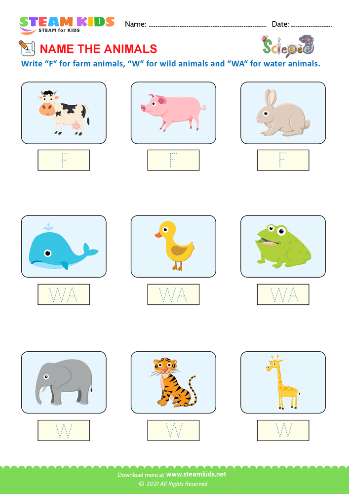 Free Science Worksheet - Farm Animals - Worksheet 5