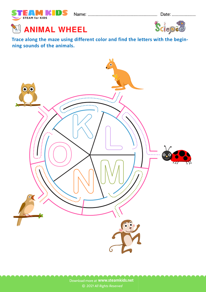 Free Science Worksheet - Animal Wheel - Worksheet 2