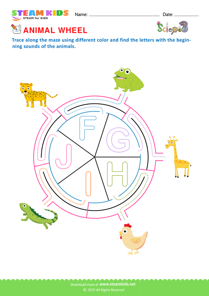 Free Science Worksheet - Animal Wheel - Worksheet 3