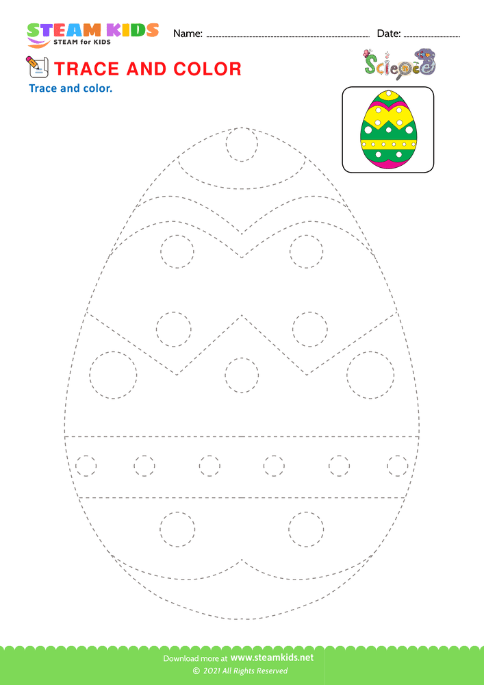 Free Science Worksheet - Trace and Color - Worksheet 2