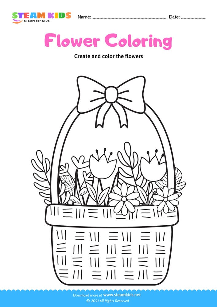 Free Coloring Worksheet - Color the flowers