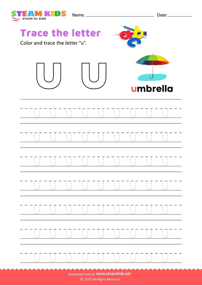 Free English Worksheet - Write lowercase letter 