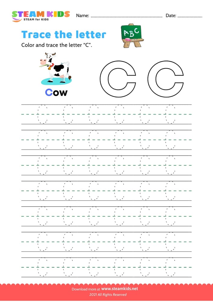 Free English Worksheet - Write uppercase letter 