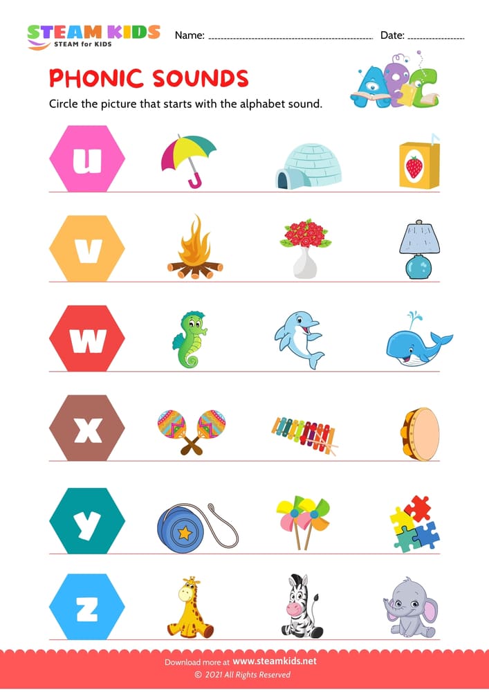 Free English Worksheet - Phonic sound - Worksheet 5