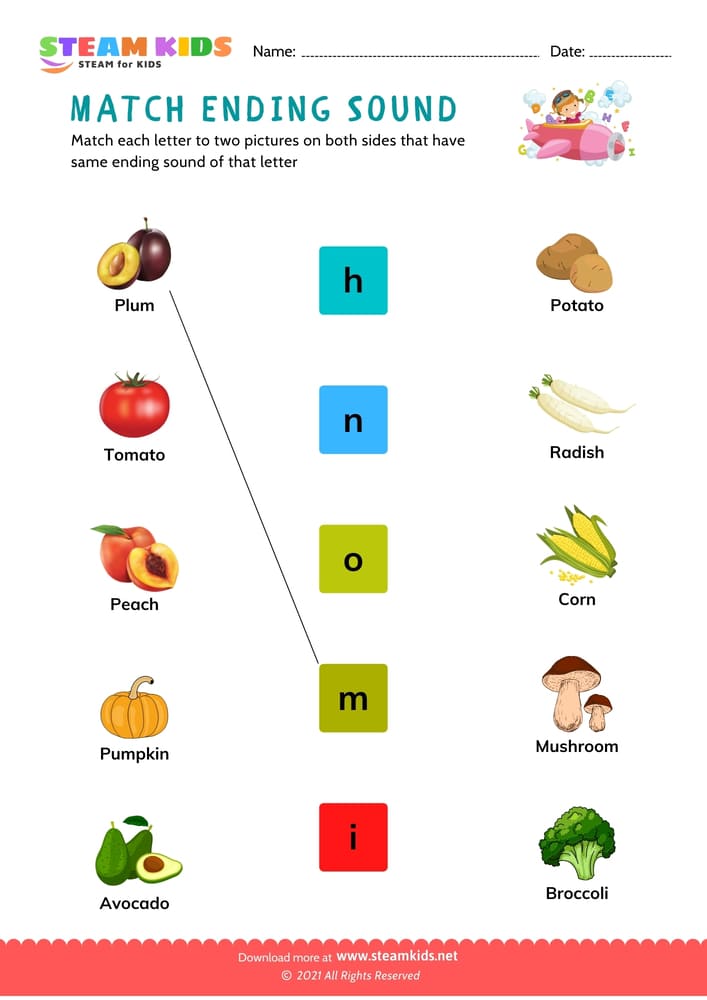 Free English Worksheet - Ending Sounds - Worksheet 4