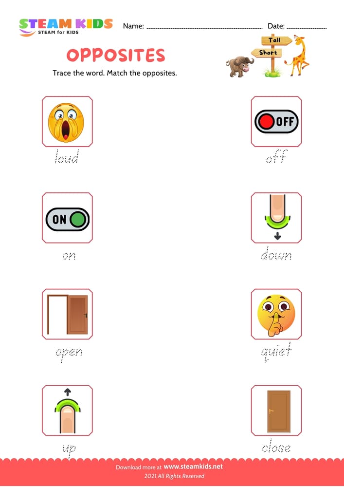 Free English Worksheet - Opposite Words - Worksheet 5