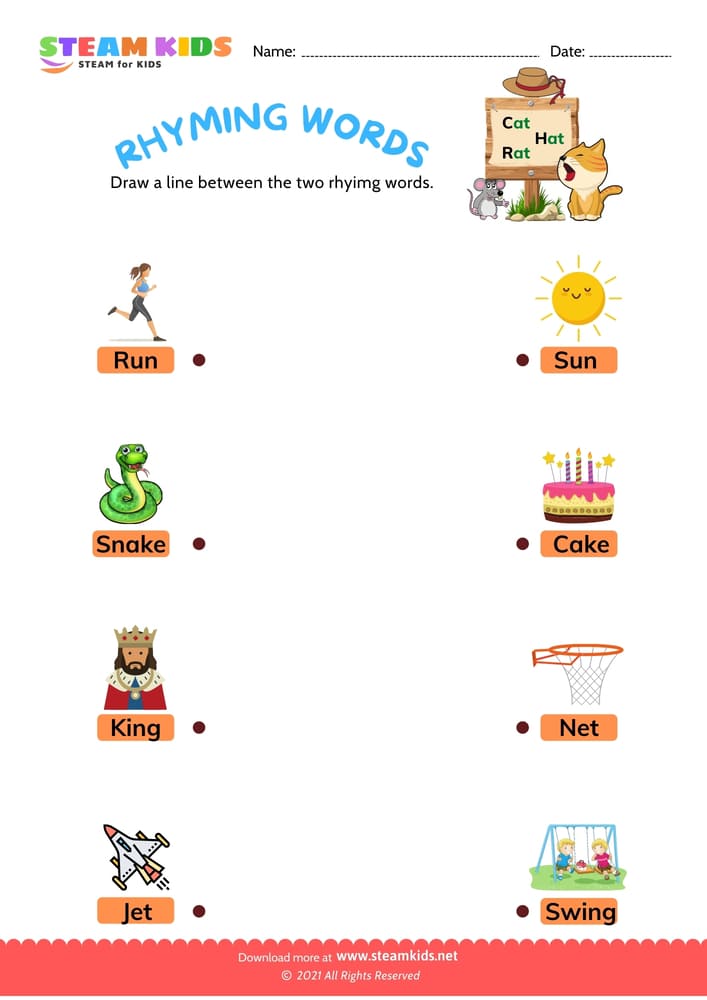 Free English Worksheet - Rhyming words - Worksheet 3