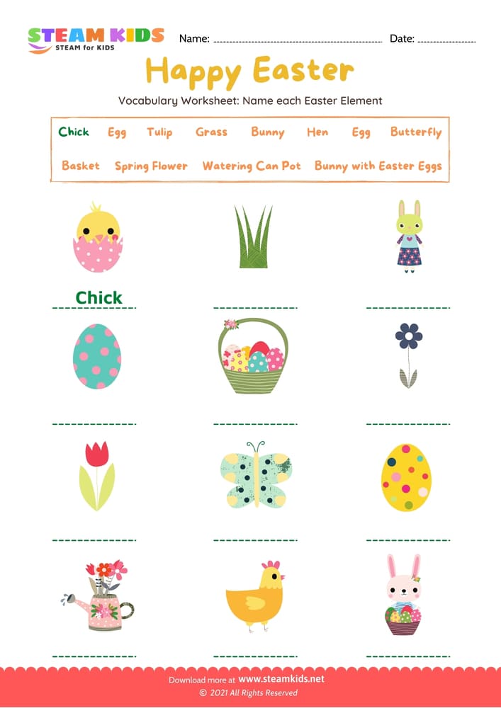 Free English Worksheet - Happy Easter