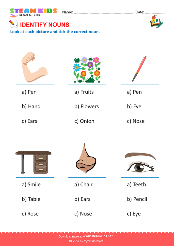 Free English Worksheet - Identify Nouns - Worksheet 6
