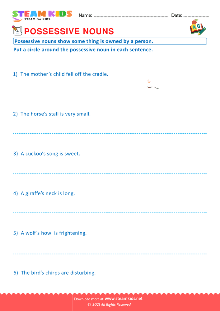 Free English Worksheet - Possessive nouns - Worksheet 10