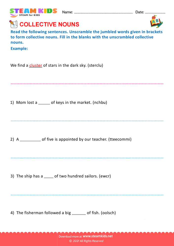 Free English Worksheet - Collective nouns - Worksheet 1