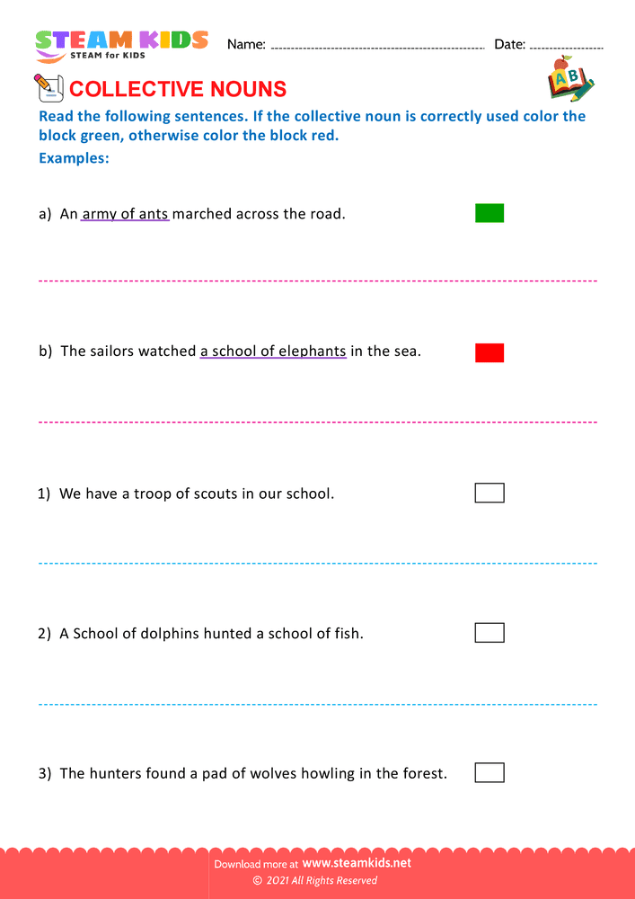 Free English Worksheet - Collective nouns - Worksheet 9