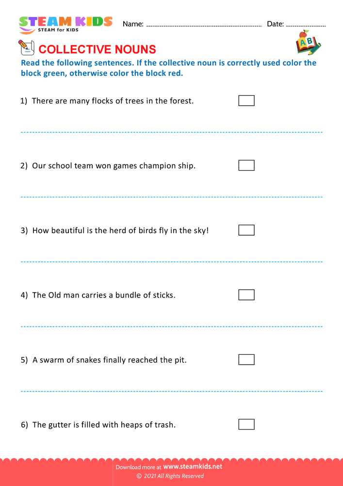 Free English Worksheet - Collective nouns - Worksheet 11
