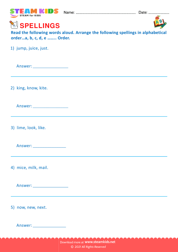 Free English Worksheet - Spelling Pattern - Worksheet 3