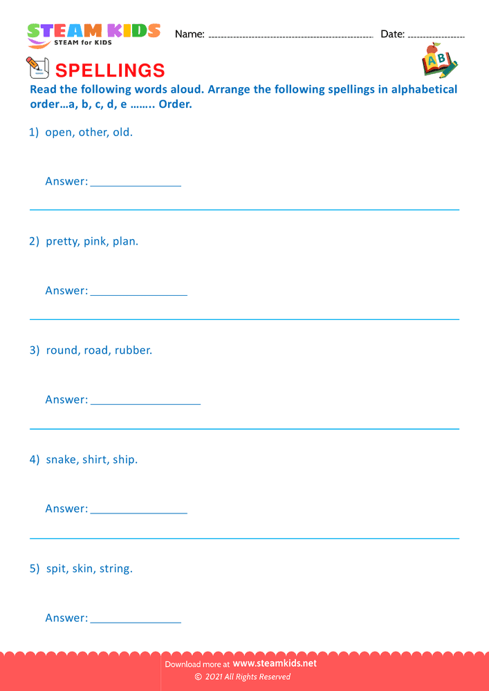 Free English Worksheet - Spelling Pattern - Worksheet 4