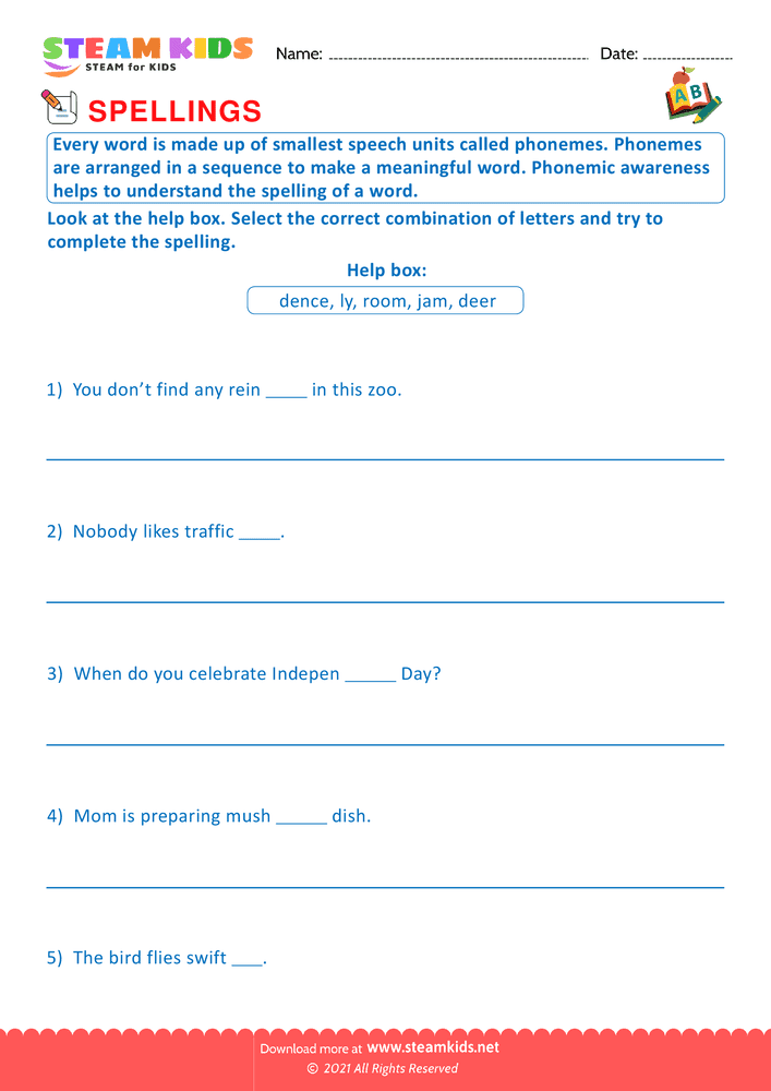 Free English Worksheet - Untaught words - Worksheet 3