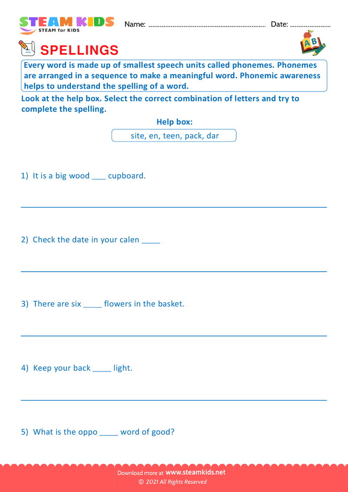 Free English Worksheet - Untaught words - Worksheet 4