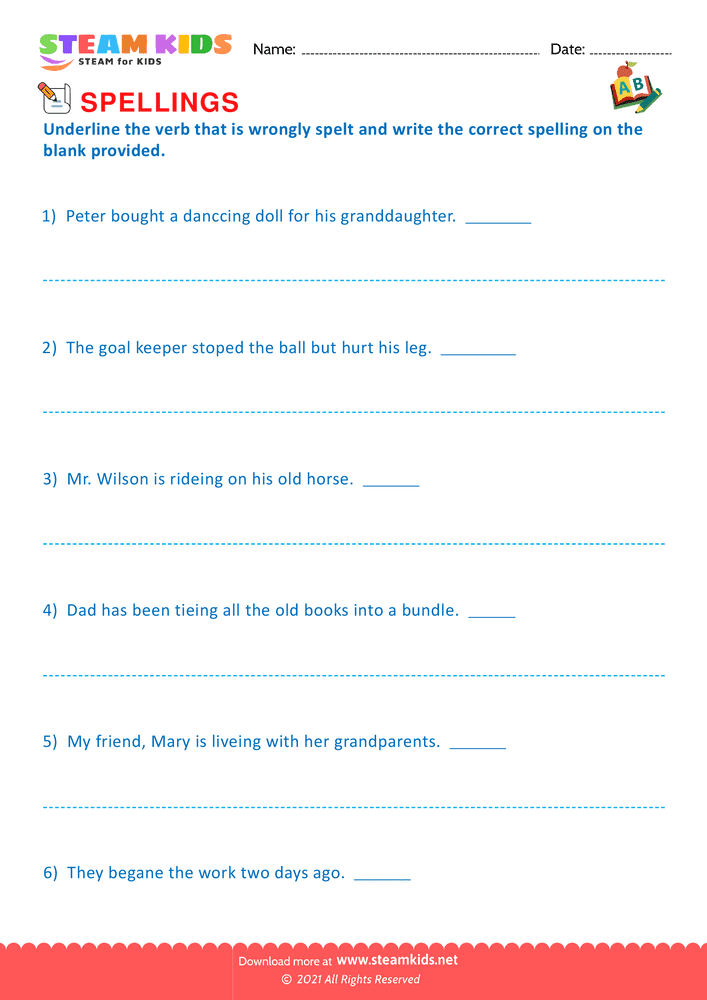 Free English Worksheet - Plurals & Verb Forms - Worksheet 1
