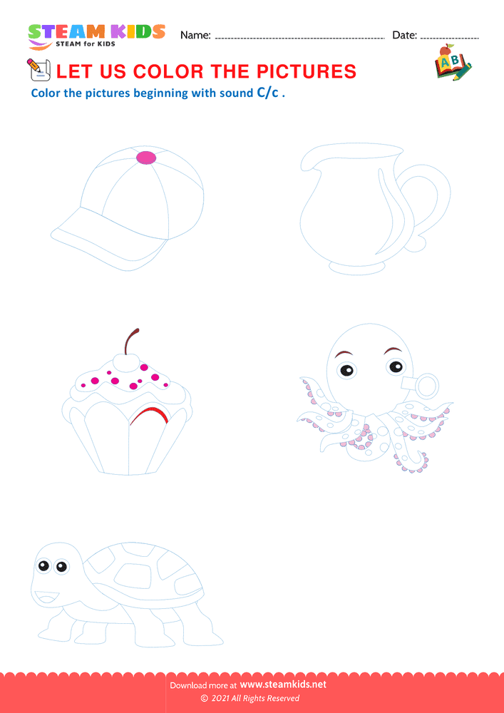 Free English Worksheet - Beginning Sounds C