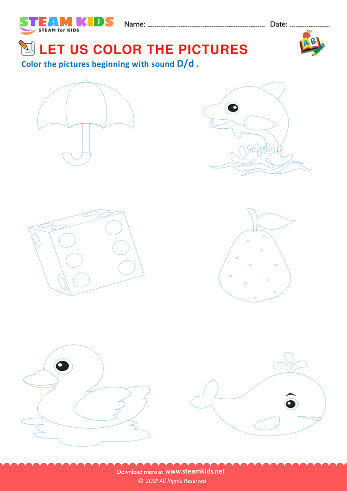 Free English Worksheet - Beginning Sounds D