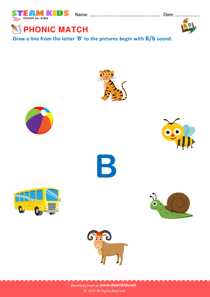 Free English Worksheet - Phonic Match B