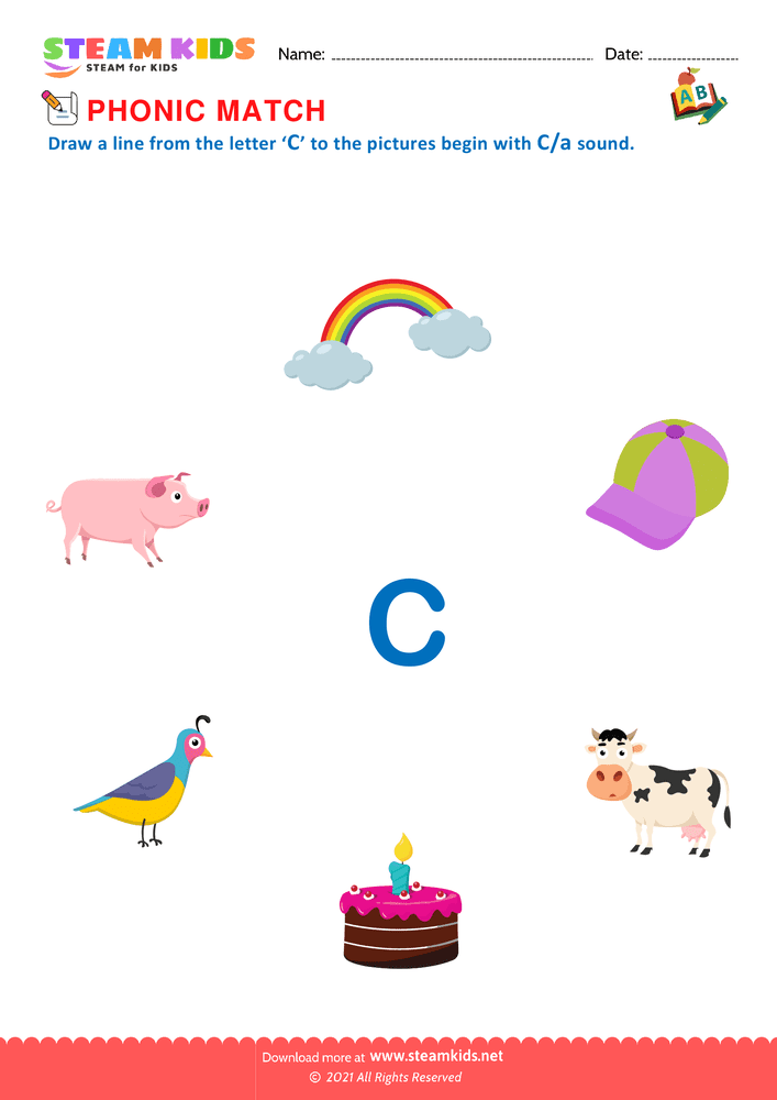 Free English Worksheet - Phonic Match C