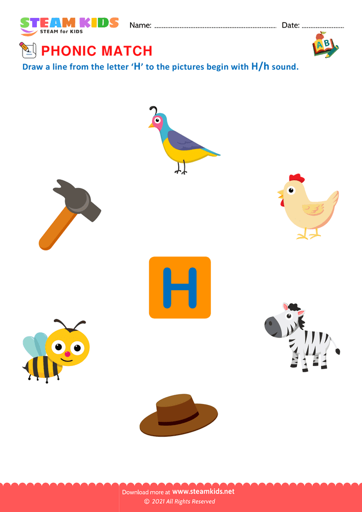 Free English Worksheet - Phonic Match H