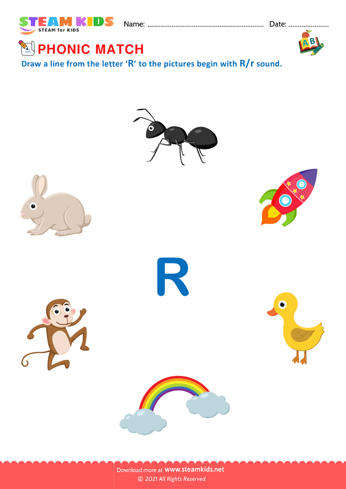 Free English Worksheet - Phonic Match R