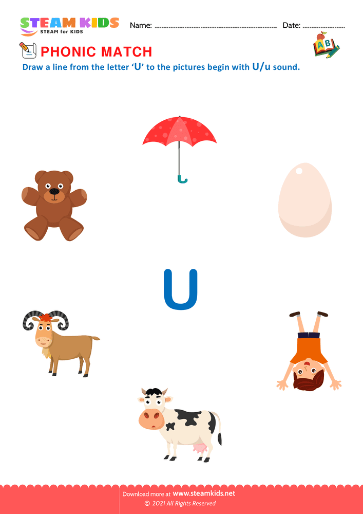 Free English Worksheet - Phonic Match U