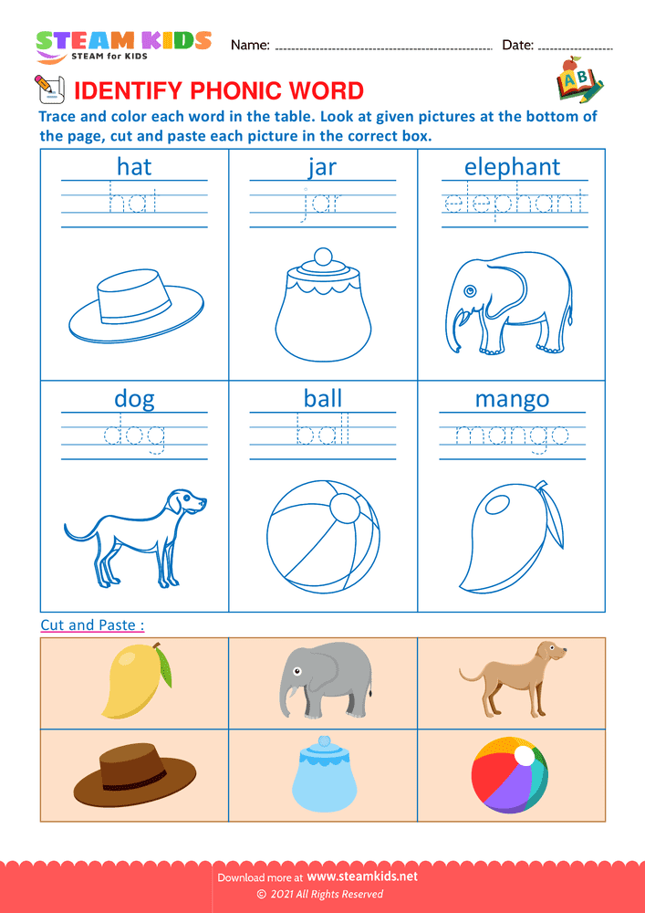 Free English Worksheet - Identify phonic word - Worksheet 6