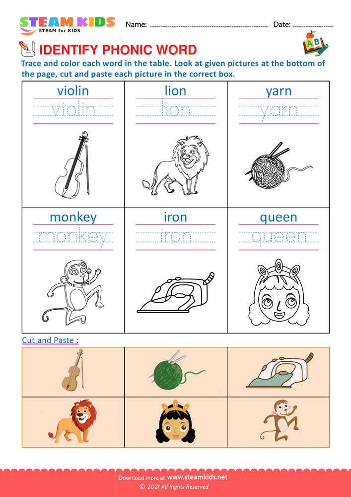 Free English Worksheet - Identify phonic word - Worksheet 13