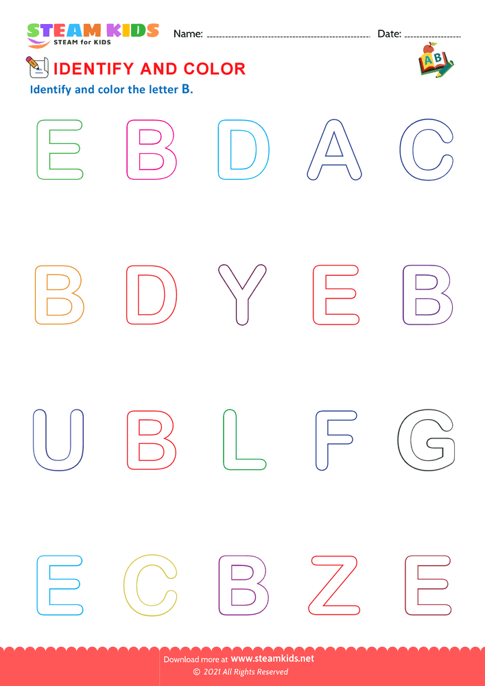 Free English Worksheet - Identify Letters - Worksheet 6