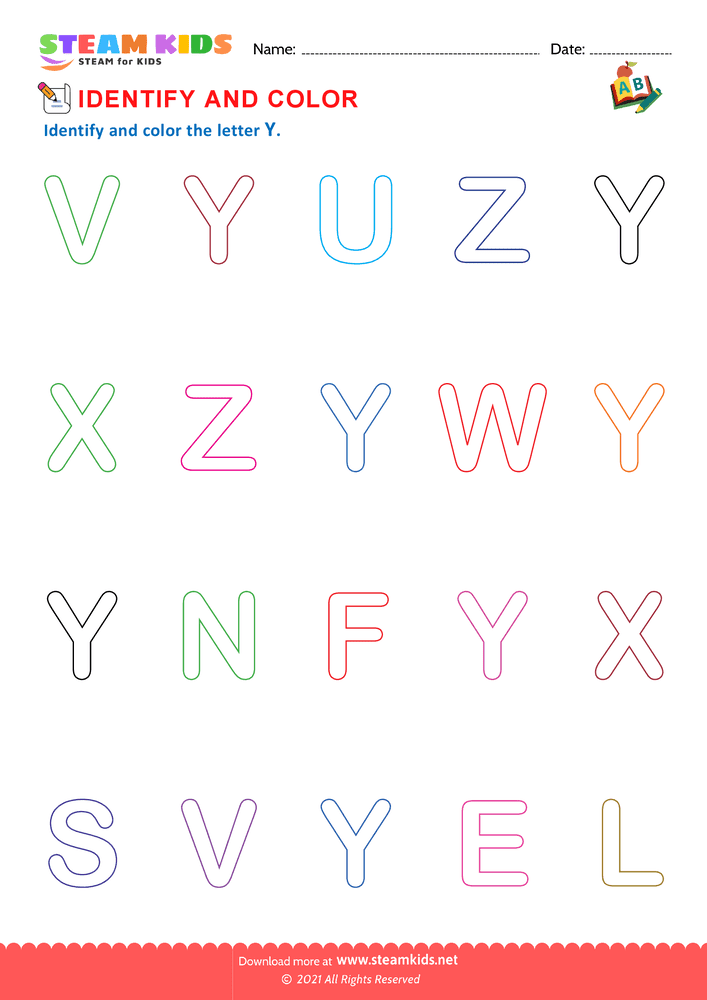 Free English Worksheet - Identify Letters - Worksheet 10