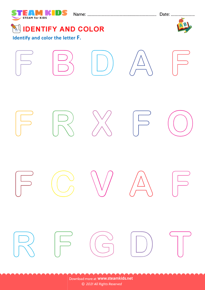 Free English Worksheet - Identify Letters - Worksheet 16