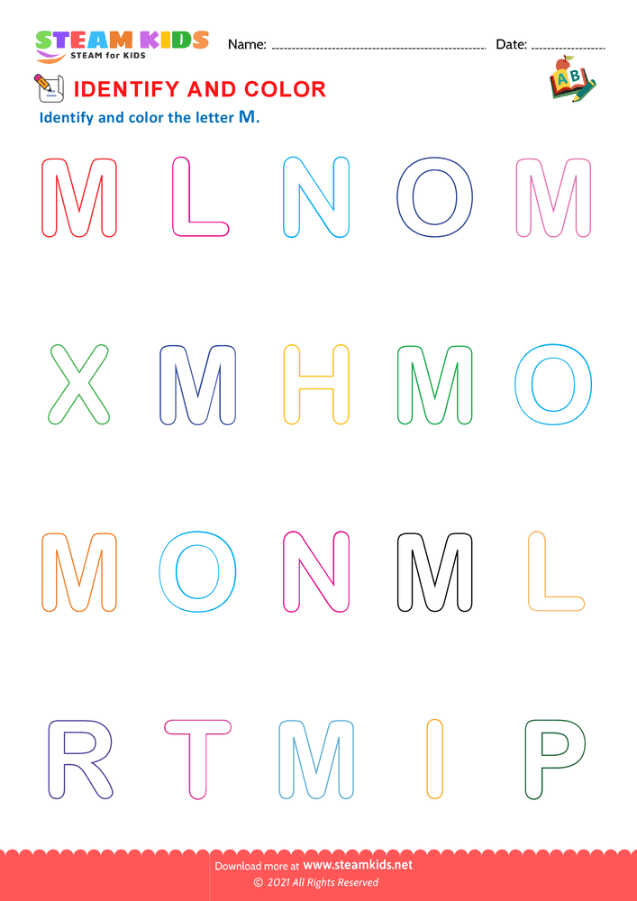 Free English Worksheet - Identify Letters - Worksheet 19