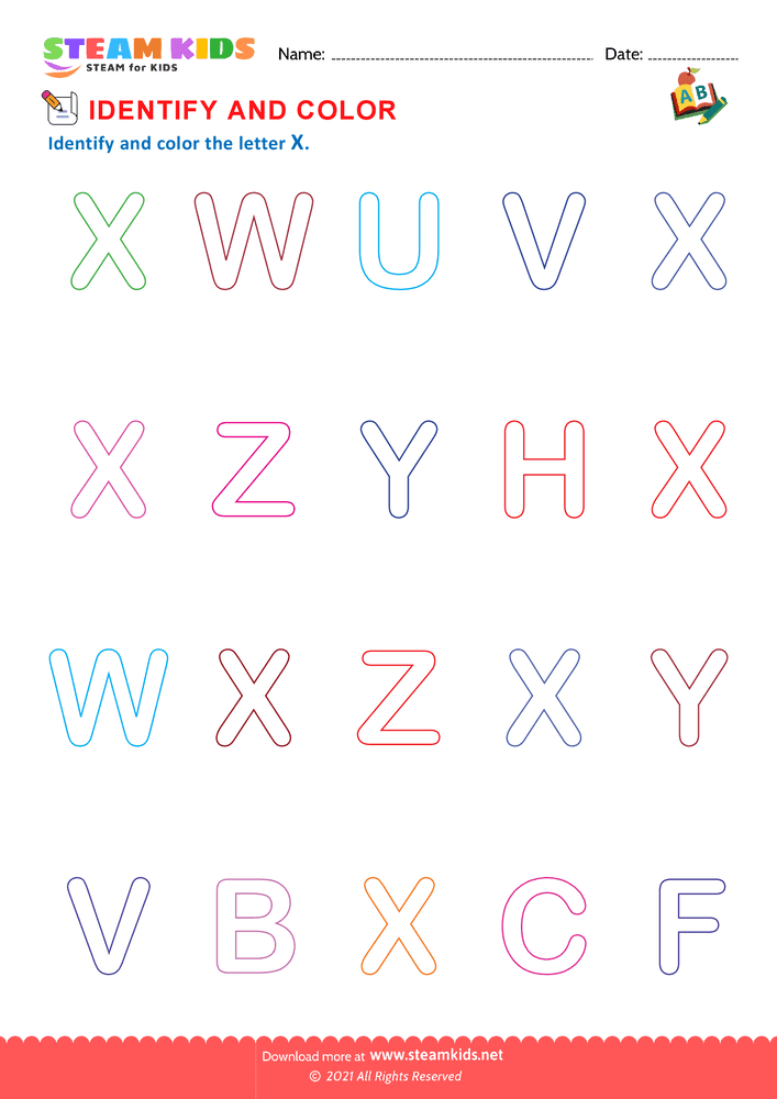 Free English Worksheet - Identify Letters - Worksheet 20