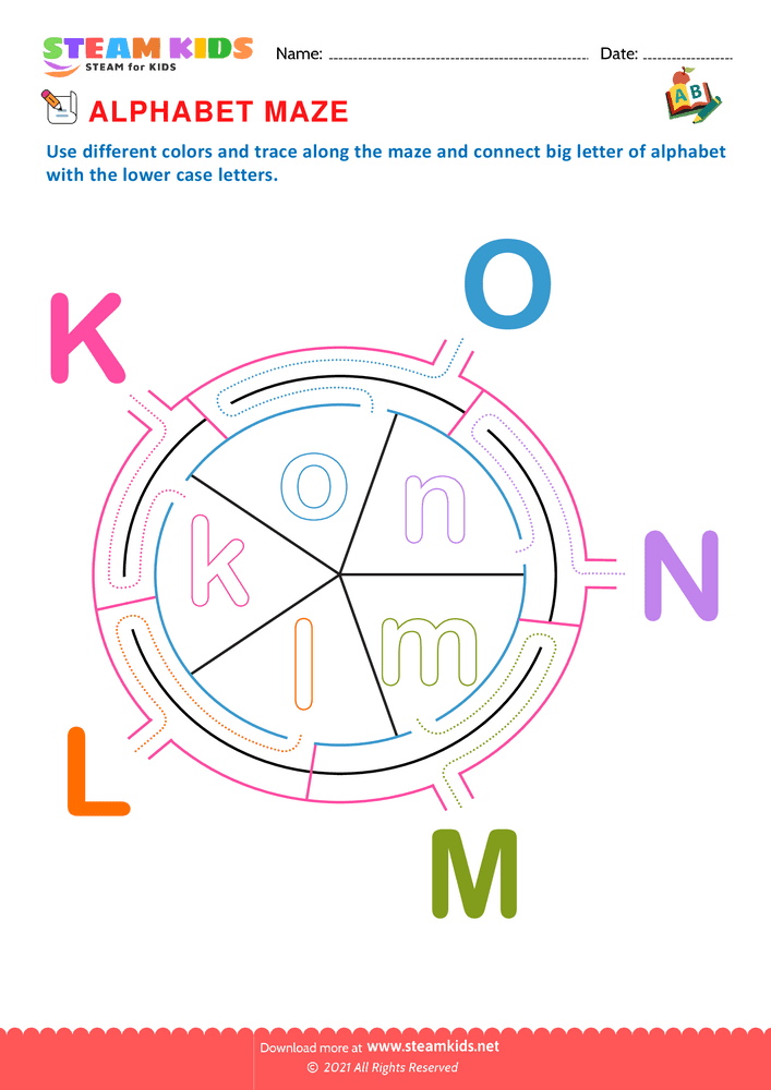 Free English Worksheet - Alphabet Maze - Worksheet 4