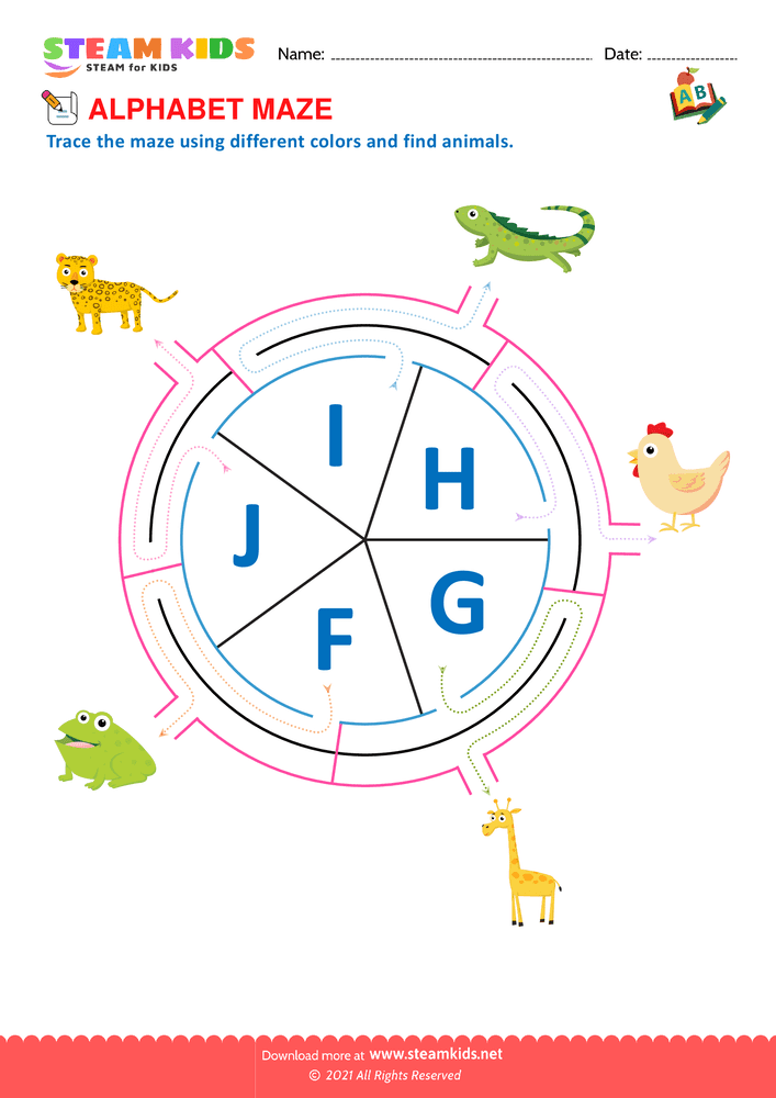 Free English Worksheet - Alphabet Maze - Worksheet 8