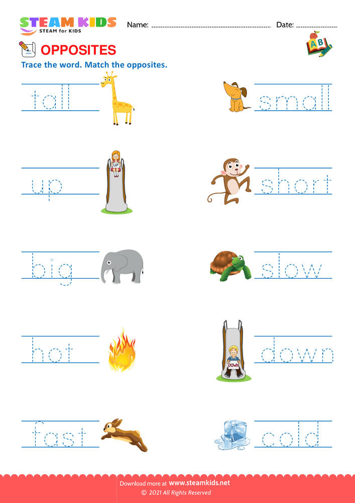 Free English Worksheet - Opposite Words - Worksheet 10