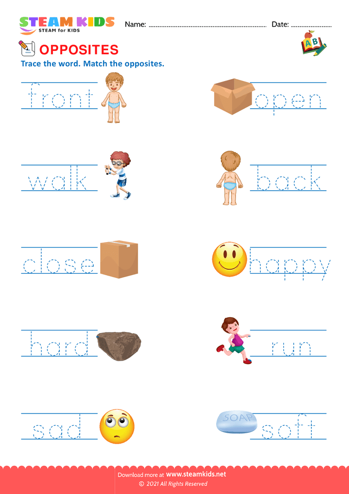 Free English Worksheet - Opposite Words - Worksheet 12