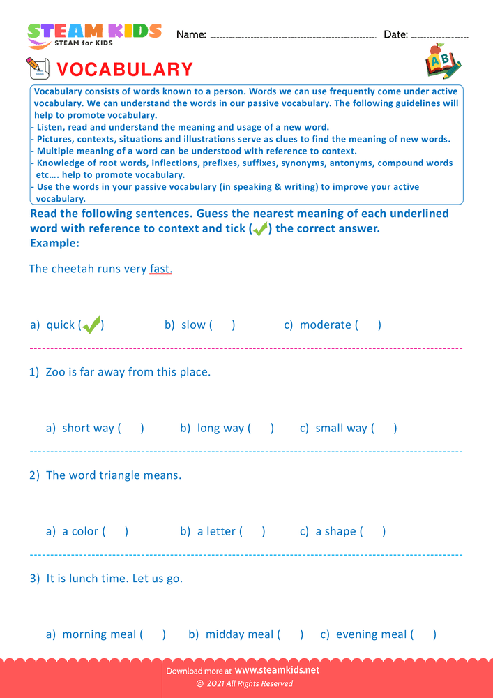 Free English Worksheet - Synonyms - Worksheet 1